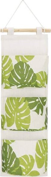 Springos Organizer do przechowywania zabawek pojemnik z 3 kieszeniami, wiszący beżowy w liście UNIWERSALNY