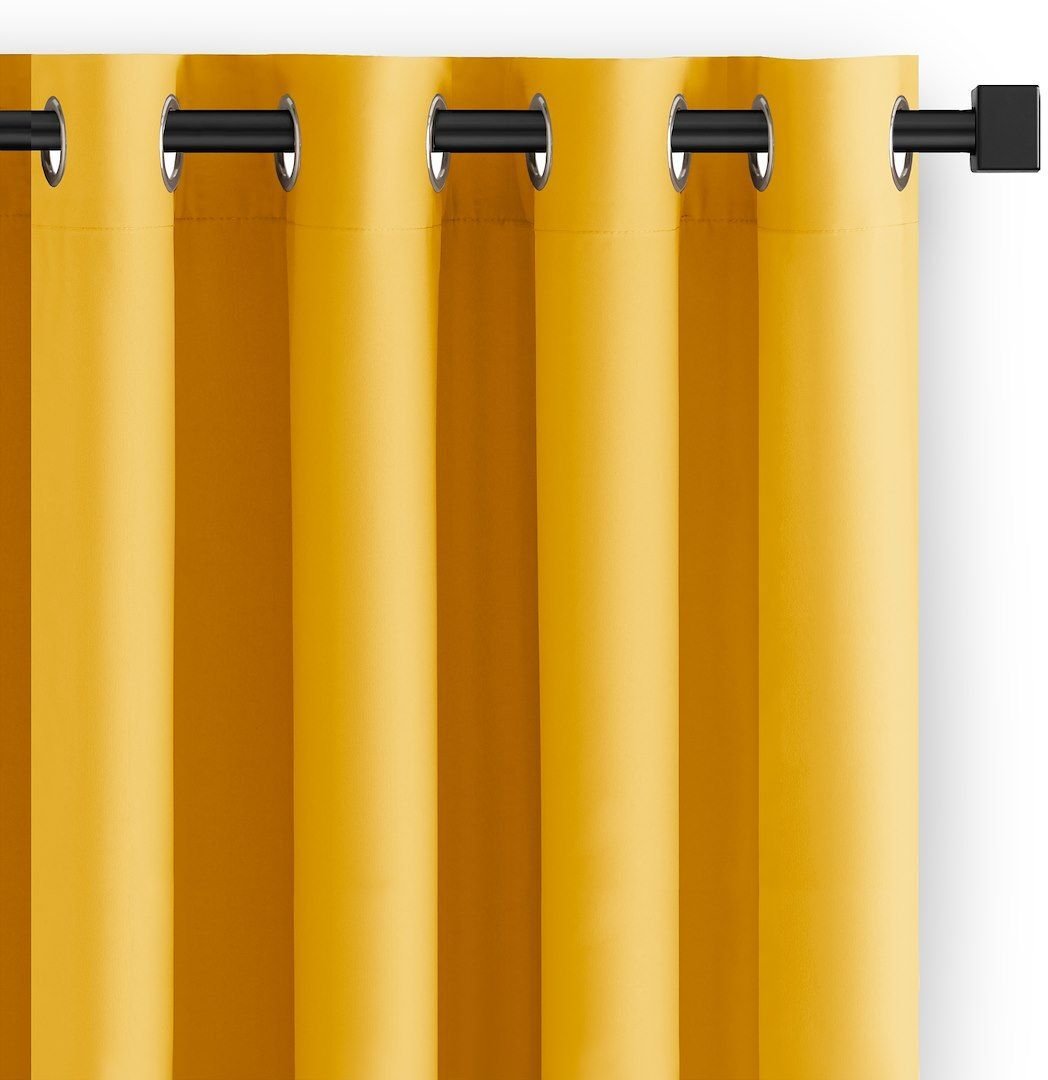 Zasłona gotowa CARLI na przelotkach 140x270 cm musztardowa Restilo