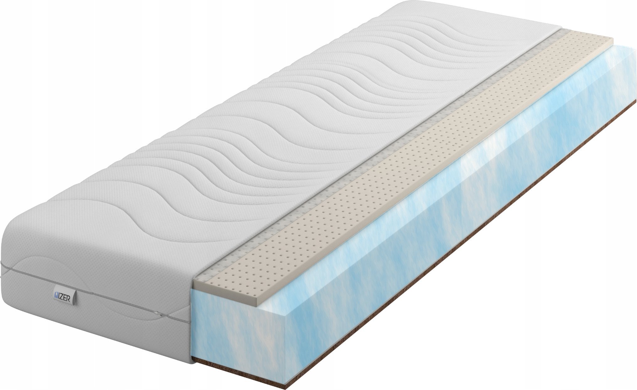 Materac piankowy AQUA Lateks + Kokos 180x200 16cm | LATEX | Mata Kokosowa | Dwustronny H2/H4 | Pikowany pokrowiec |