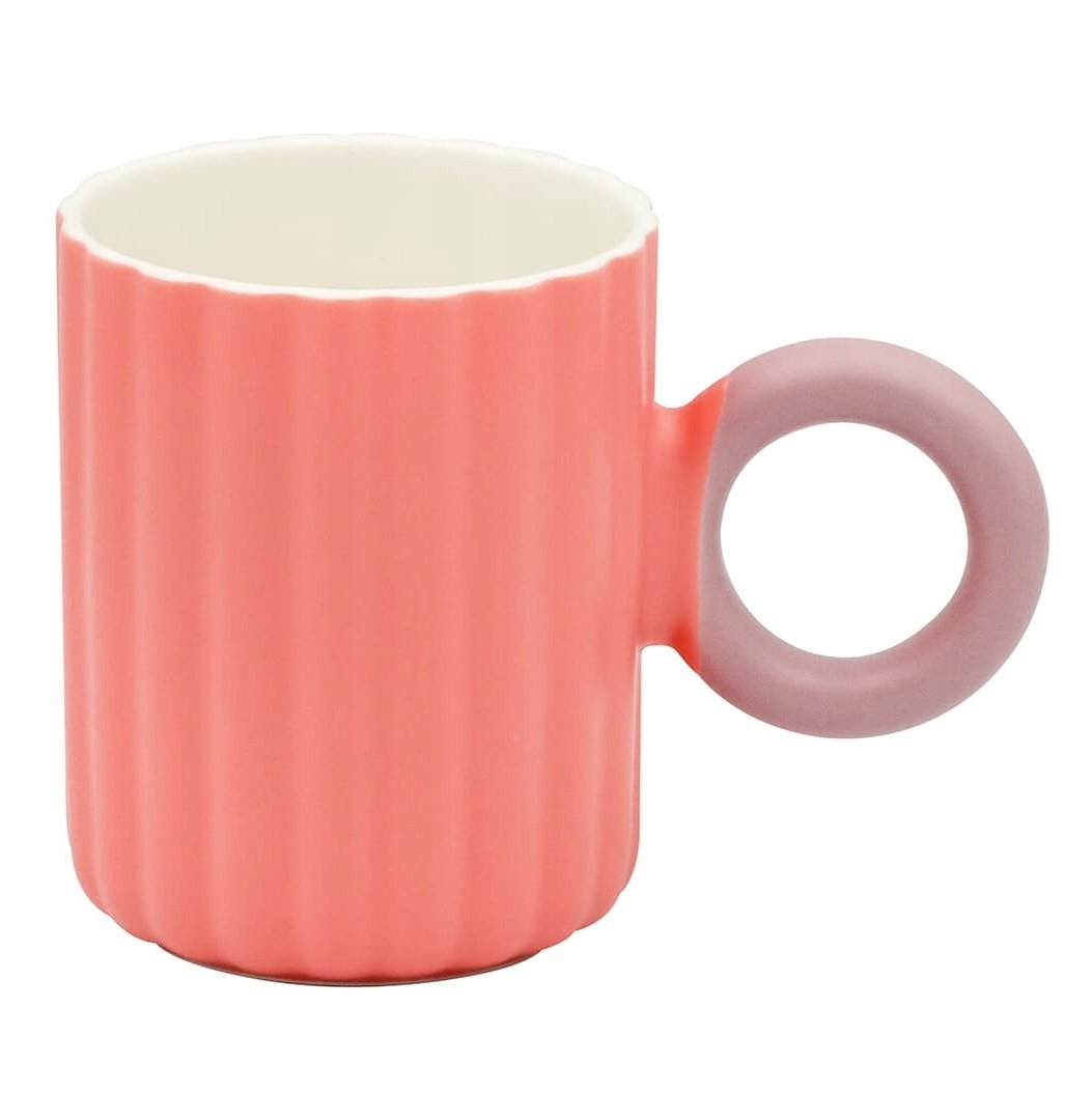 KUBEK PORCELANOWY NA KAWĘ HERBATĘ CZEKOLADĘ KORALOWY Z UCHWYTEM 350 ML PREZENT UPOMINEK DLA KOBIETY MAMY ŻONY BABCI DZIEWCZYNY KOLEŻANKI NIEJ