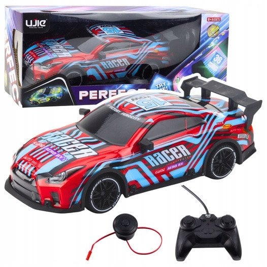 Samochód Wyścigowy Zdalnie Sterowane RC Świecąca Karoseria Niebiesko-Czerwony