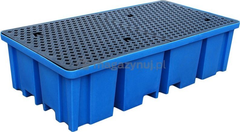 Topserw Paleta (wanna) wychwytowa z kratownicą o pojemności 1150 l, MEGA, 2 x IBC/KTC, wym. 2340 x 1225 x 610 mm, niebieska