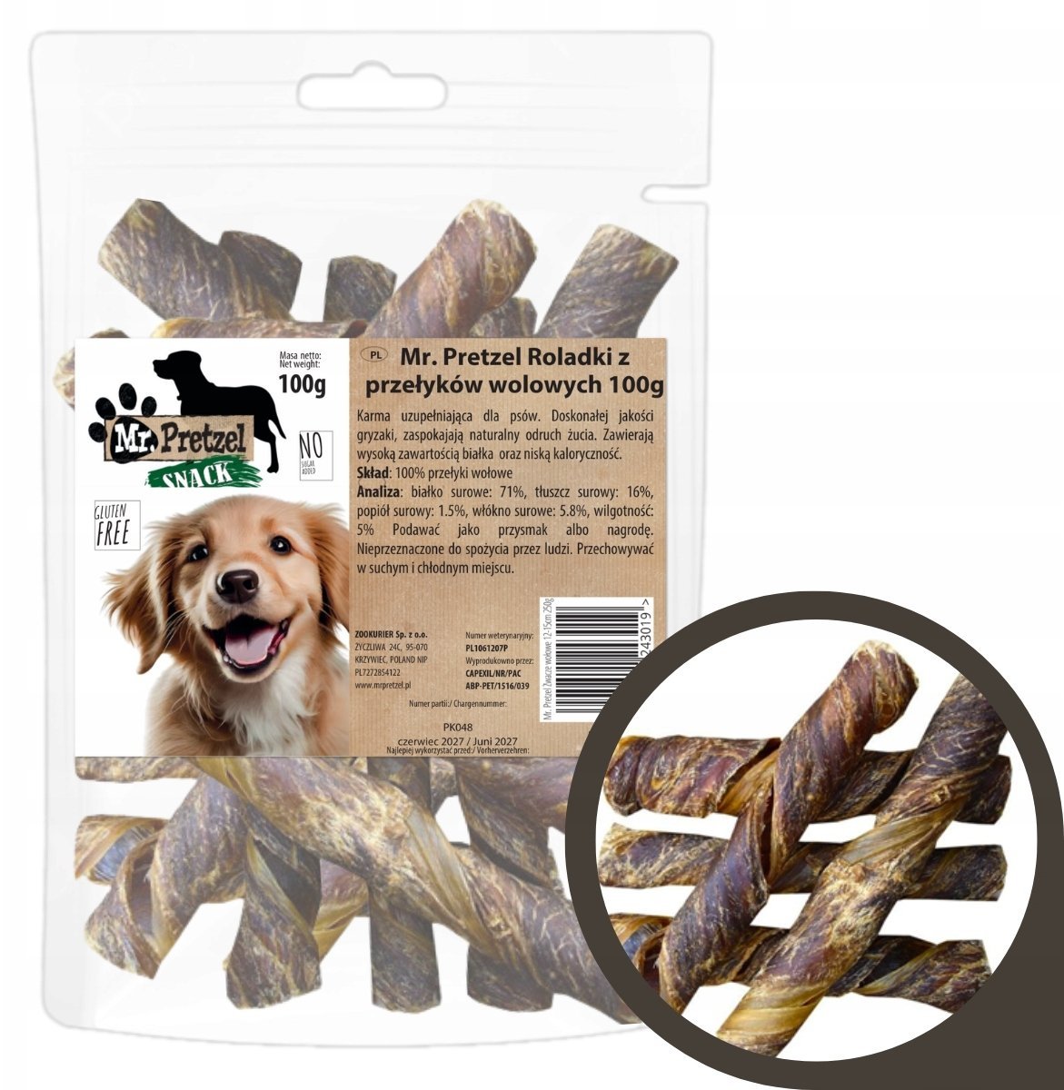 Monroe Mr. Pretzel Roladki z przełykiem wołowym 100g