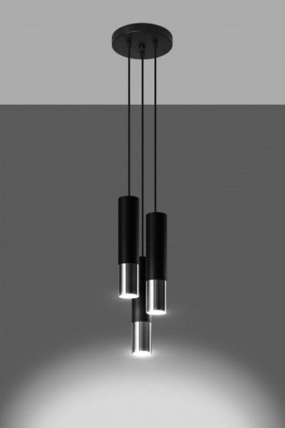 Lampa wisząca Sollux Lampa wisząca LOOPEZ 3P czarny/chrom