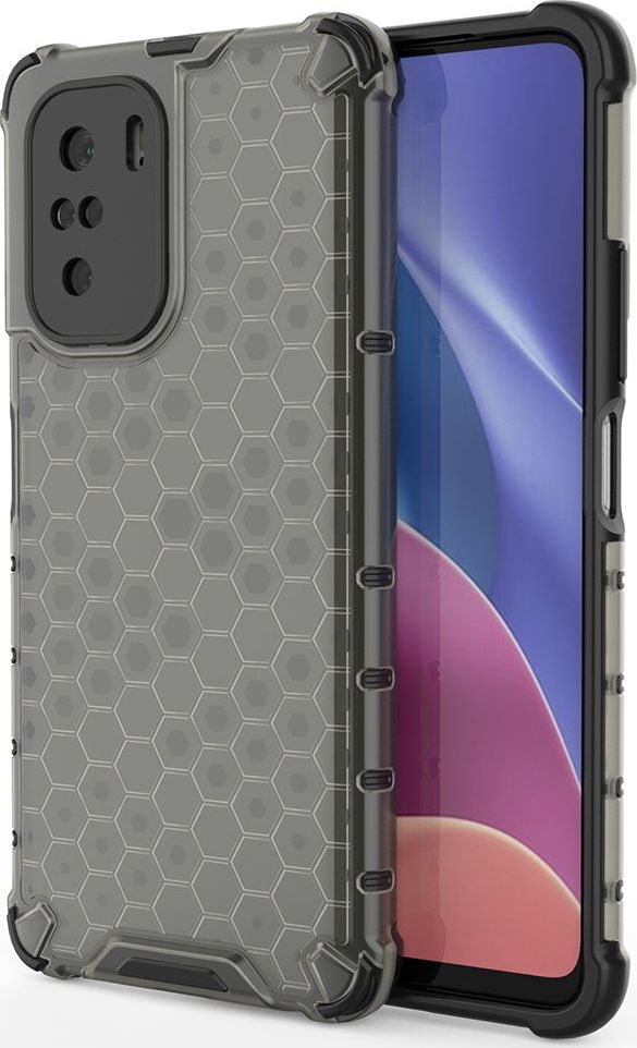 Hurtel Honeycomb etui pancerny pokrowiec z żelową ramką Xiaomi Redmi K40 Pro+ / K40 Pro / K40 / Poco F3 czarny