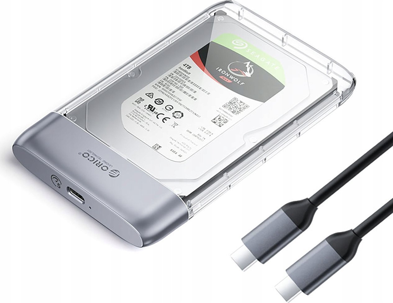 Kieszeń dyskowa 2,5" HDD/SSD USB-C 5Gbps - przezroczysta