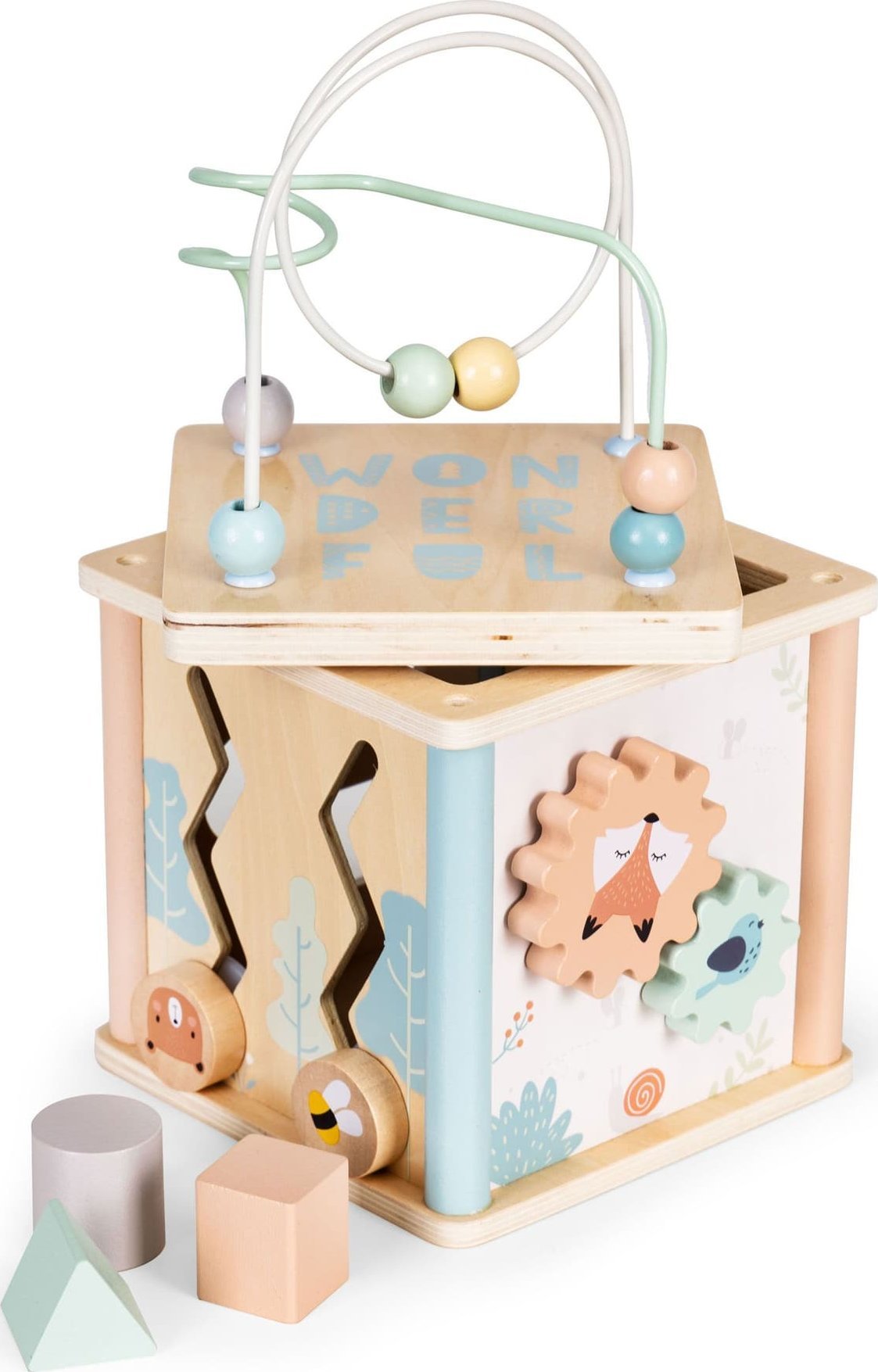 Ecotoys Drewniana kostka edukacyjna sorter klocki ECOTOYS