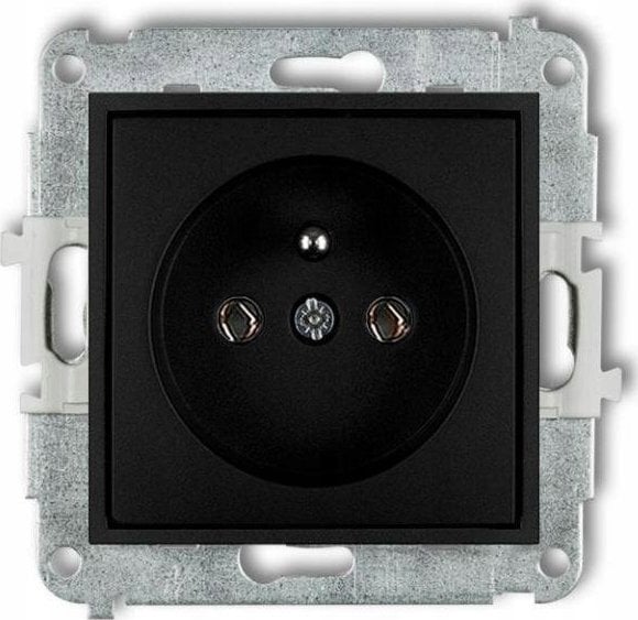 Karlik Gniazdo pojedyncze z uziemieniem Karlik Icon 12IGP-1z 2P+Z bez przesłon torów prądowych czarny mat