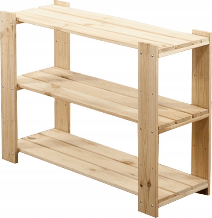 Wamar-Sosenka MAXI Regał Drewniany 64x80x30 cm 3 Półki ażurowe Surowy Drewno sosnowe Naturalny MAXI-2LA+ / Wamar-Sosenka