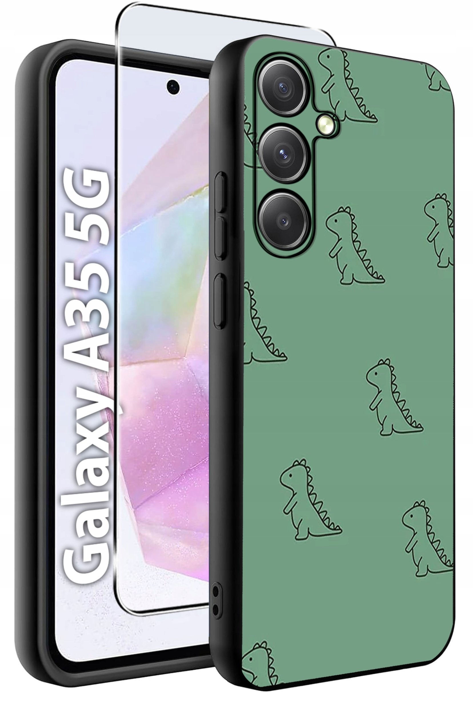 ETUI do Samsung A35 5G WZORY | SILIKONOWE MATT CASE + SZKŁO HARTOWANE 9H