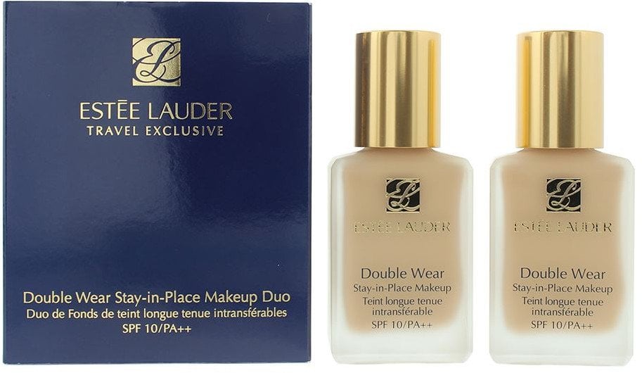 Set Duo, Estee Lauder, Double Wear - Stay-In-Place Makeup, Oil-Free, Matte Finish, Liquid Foundation, 1W2, Sand, SPF 10, 2 pcs, 30 ml For Women