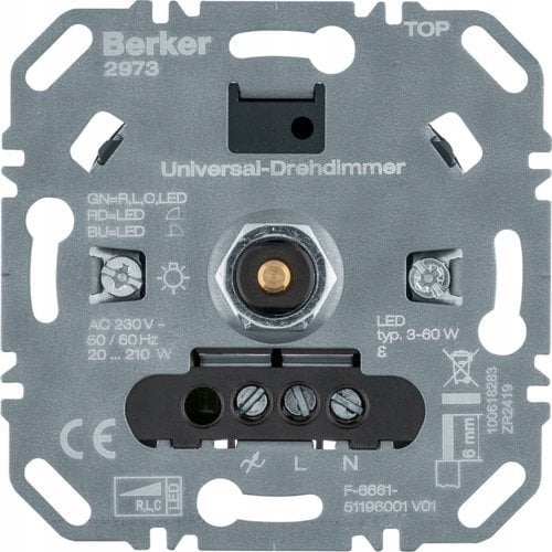 Berker Uni rotary dimmer (R,L,C,LED) 2973 light control dimmer 4011334510079