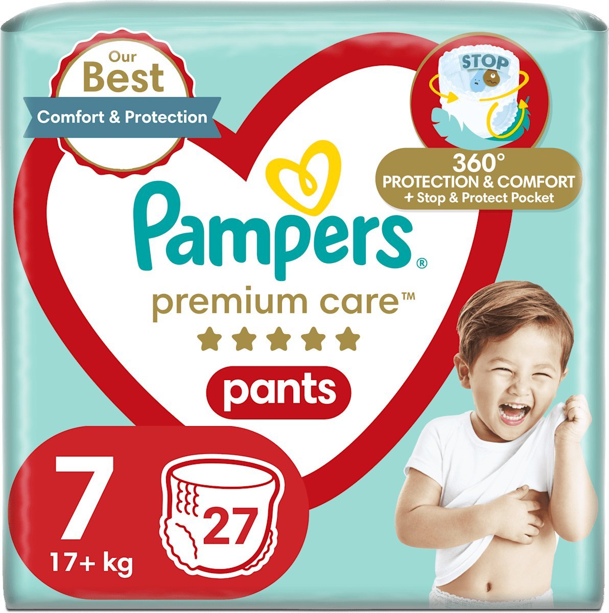 Pampers Pieluchomajtki Pants Premium Care 7, 17+ kg, 27 szt.