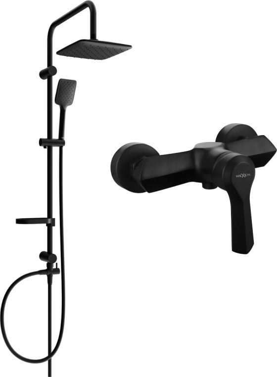 Zestaw prysznicowy Mexen Mexen Sven zestaw prysznicowy natynkowy z deszczownicą i baterią prysznicową Sabre, czarny - 72140262-70