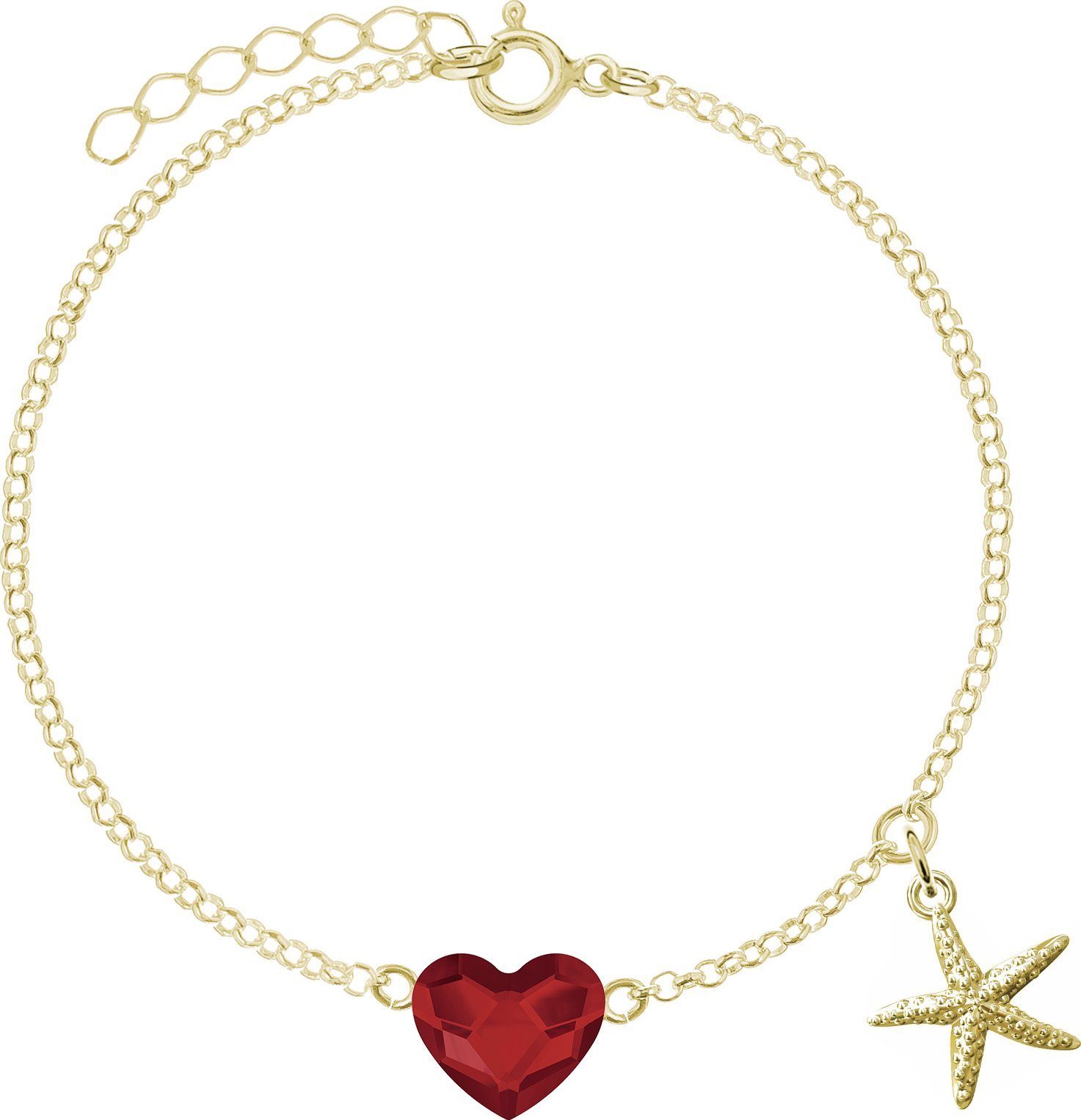 MEJK Jewellery Bransoletka Pozłacana z Rozgwiazdą i Sercem