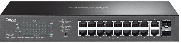 TP-Link OMADA switch ES220GP (18xGbE,2xSFP,16xPoE+,150W)