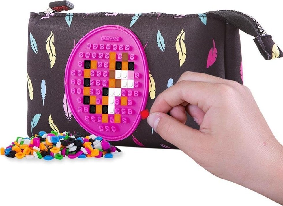 Piórnik Cass film Neoprenowy piórnik na suwak z różowym panelem