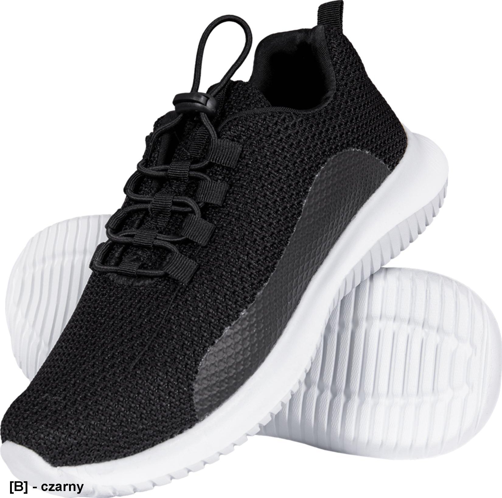 R.E.I.S. BSMIA - lekkie półuty sportowe z materiału tekstylnego oraz poliuretanu, ściągane elastycznymi troczkami, podeszwa pianka EVA - czarny 39