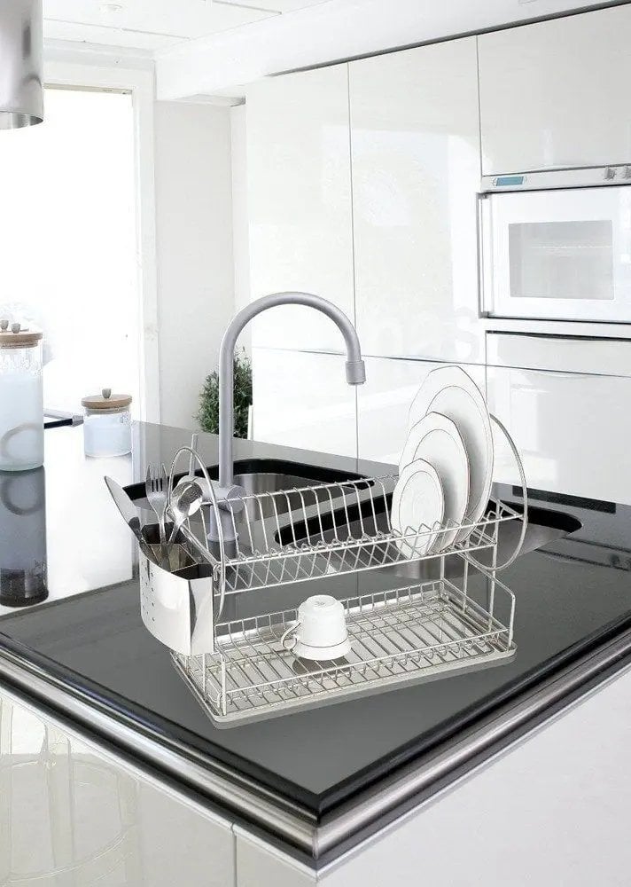 Wenko Ociekacz do naczyń, suszarka na naczynia ze stali nierdzewnej - 2 poziomy, WENKO