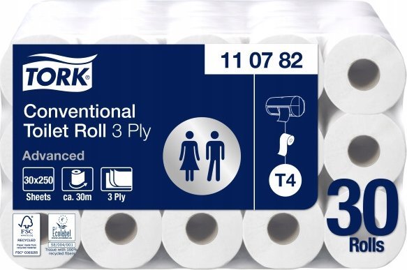 Tork Papier toaletowy Advanced T4, 30 rolek, 3 warstwy