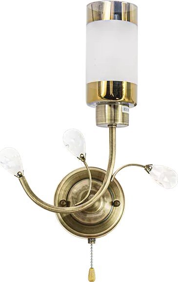 Kinkiet Mdeco Retro lampa ścienna ELM8267/1 21QG z kryształkami mosiądz