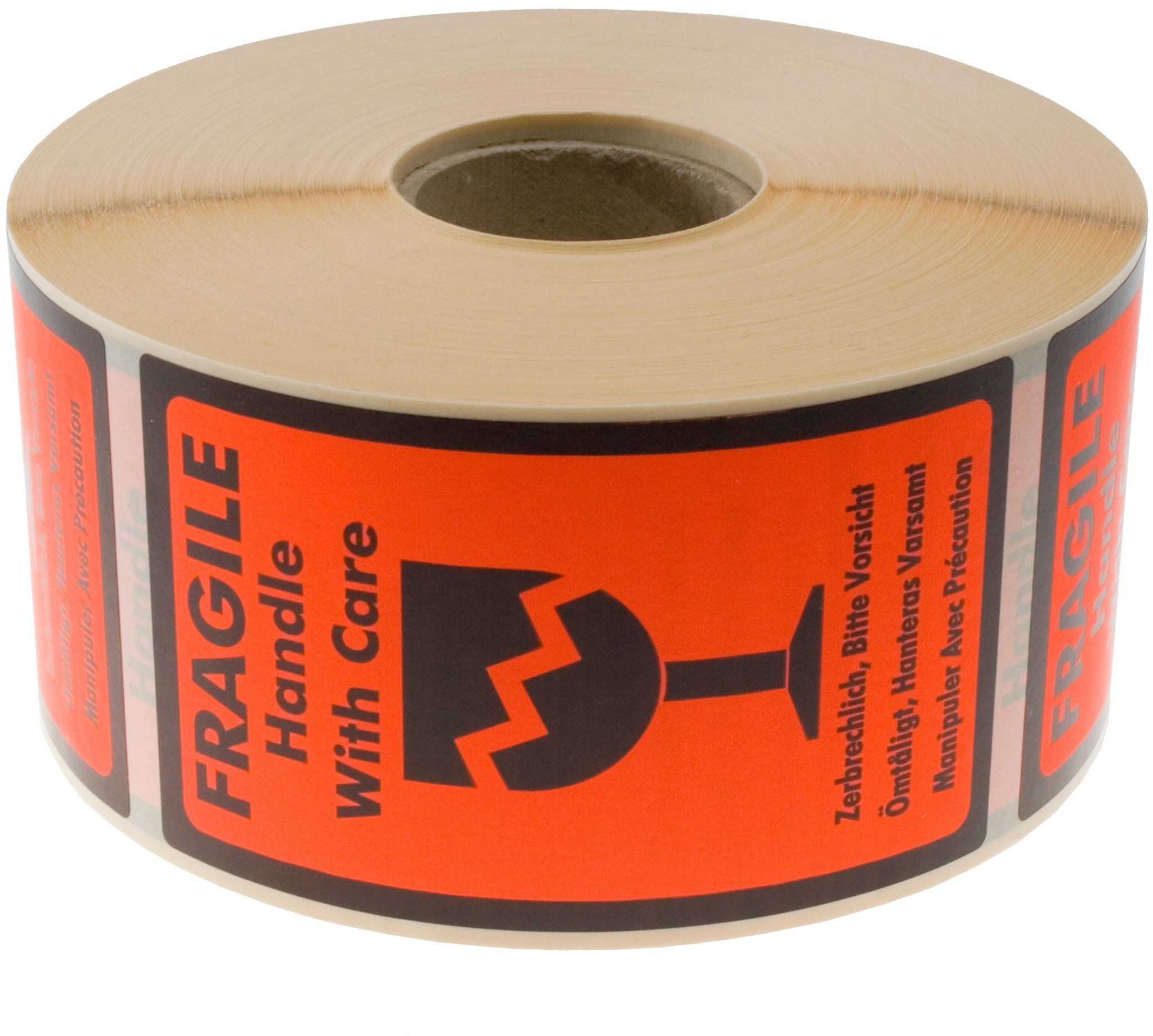 Stickn Etiket m/tekst Fragile Handle with care 120x70mm 1000stk/rul