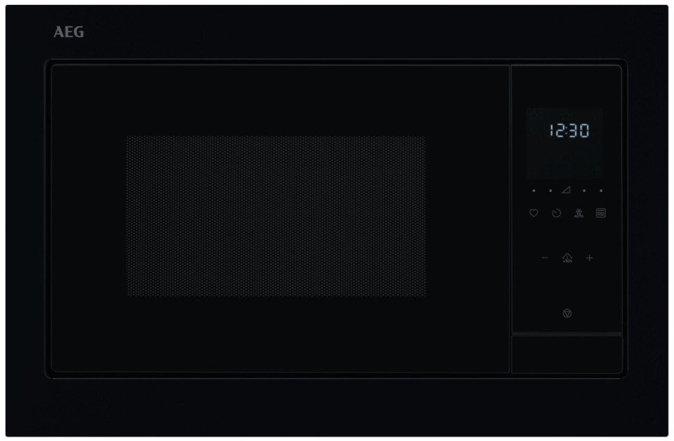Juodos spalvos 38cm aukščio įmontuojama mikrobangų krosnelė AEG OS5GM251EB