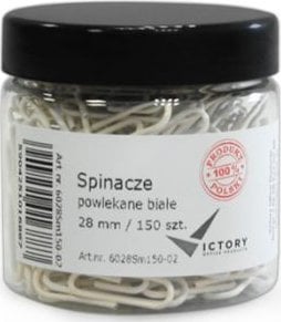 Victory Office Product SPINACZE BIUROWE VICTORY OFFICE 28MM 150 SZT. OKRĄGŁE POWLEKANE BIAŁE SŁOIK MAŁY