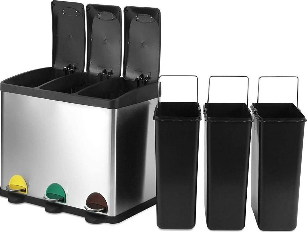 Kosz na śmieci Jago JAGO Kosz na śmieci z pedałem, stal nierdzewna, 3 x 20 L