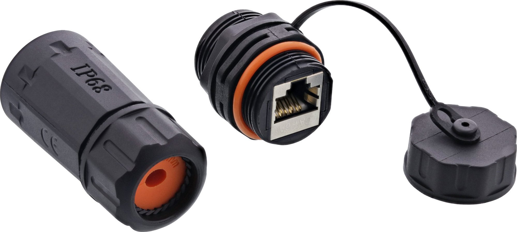 InLine InLine® Patch cable connector set Cat.6A, waterproof IP68, connector for industrial applications, with dust cap