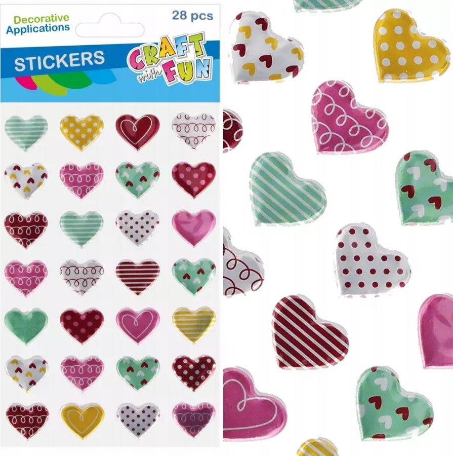 Craft with Fun OZDOBA DEK NAKLEJKI METALC SERCE 28SZT CF 12/288