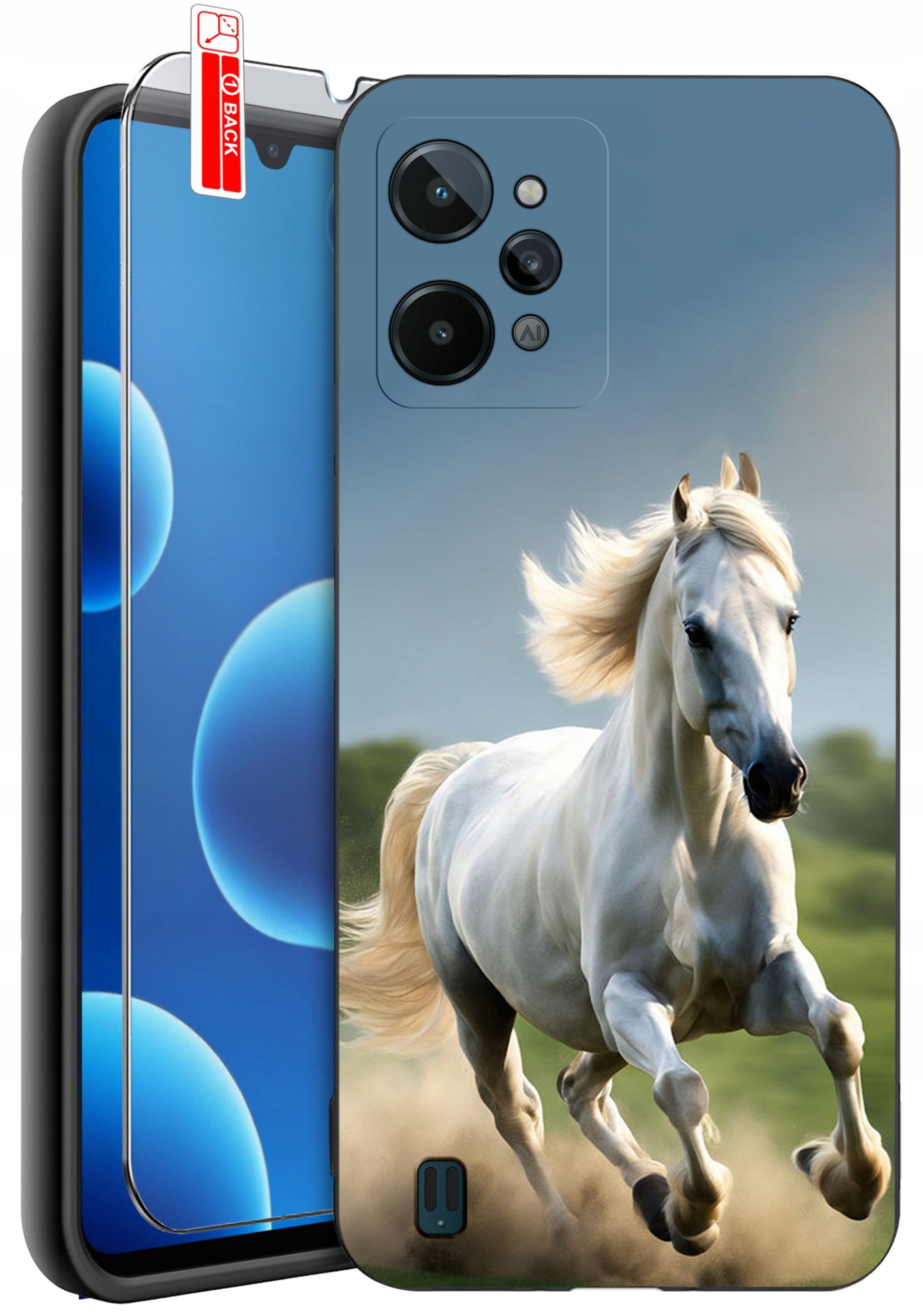 ETUI do Realme C31| WZORY | SILIKONOWE MATT CASE + SZKŁO 9H