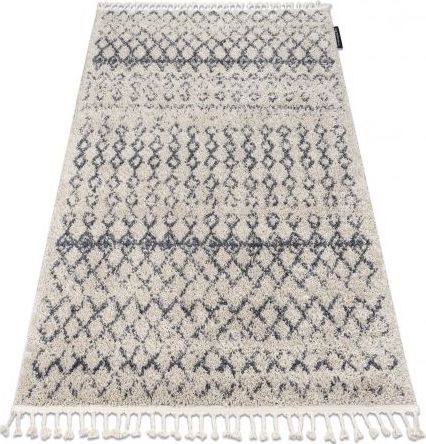 Dywany Łuszczów Dywan BERBER AGADIR G0522 krem / szary Frędzle berberyjski marokański shaggy, 80x150 cm