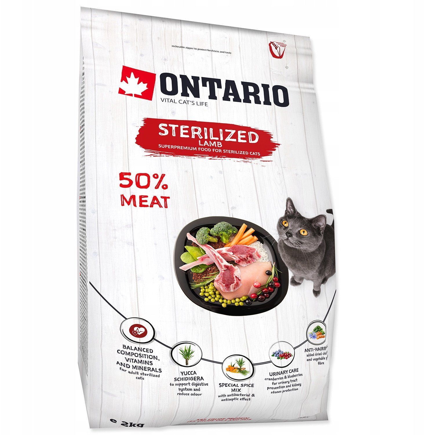 Ontario Cat Sterilised ėriena 2kg (Sterilizuotoms su ėriena)