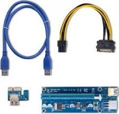 Qoltec Riser PCI-E 1x - 16x | USB 3.0 | ver.009S | SATA/PCI-E 6 pin
