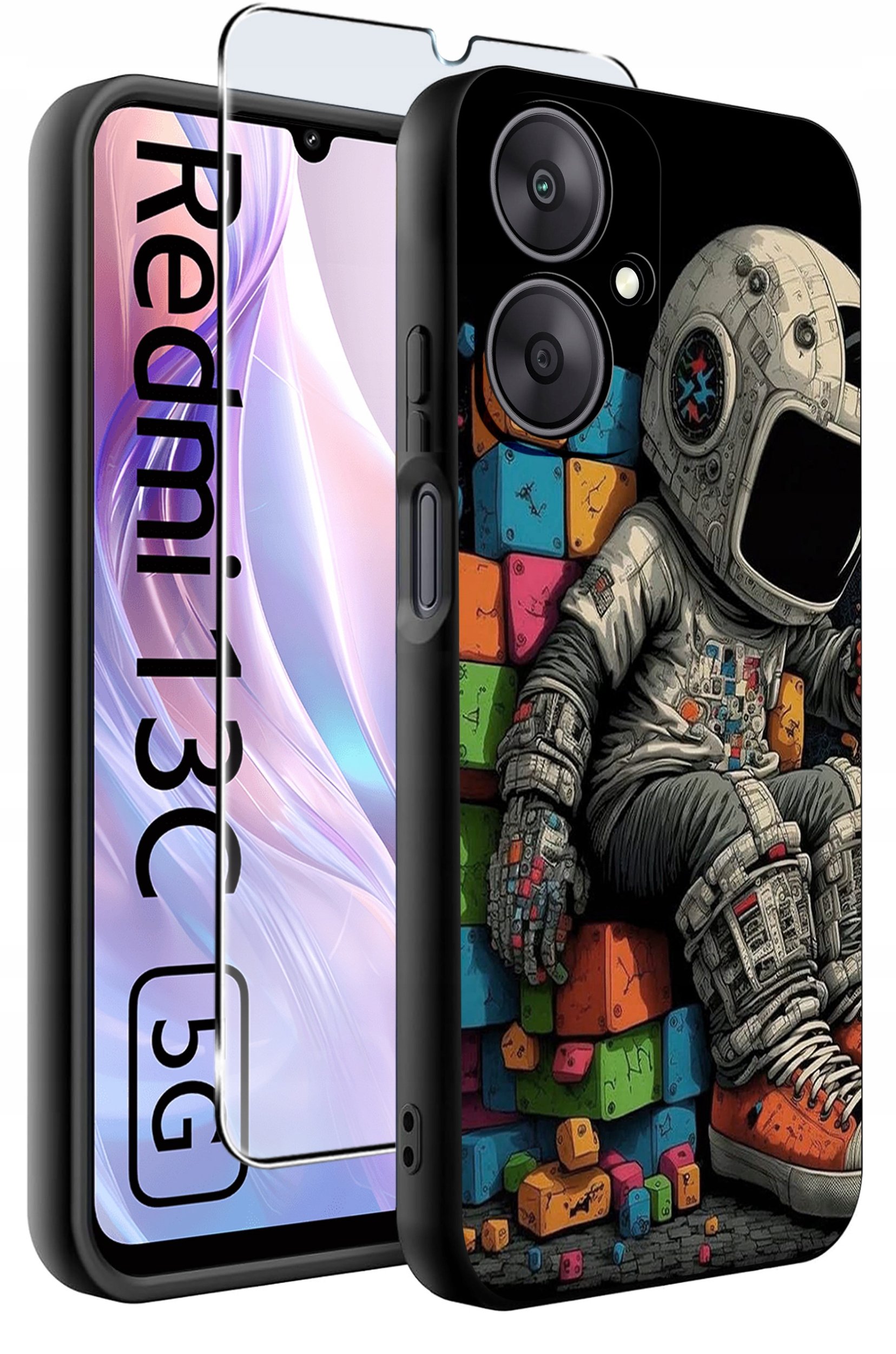 ETUI do Xiaomi Redmi 13C 5G WZORY |SILIKONOWE MATT CASE +SZKŁO HARTOWANE 9H