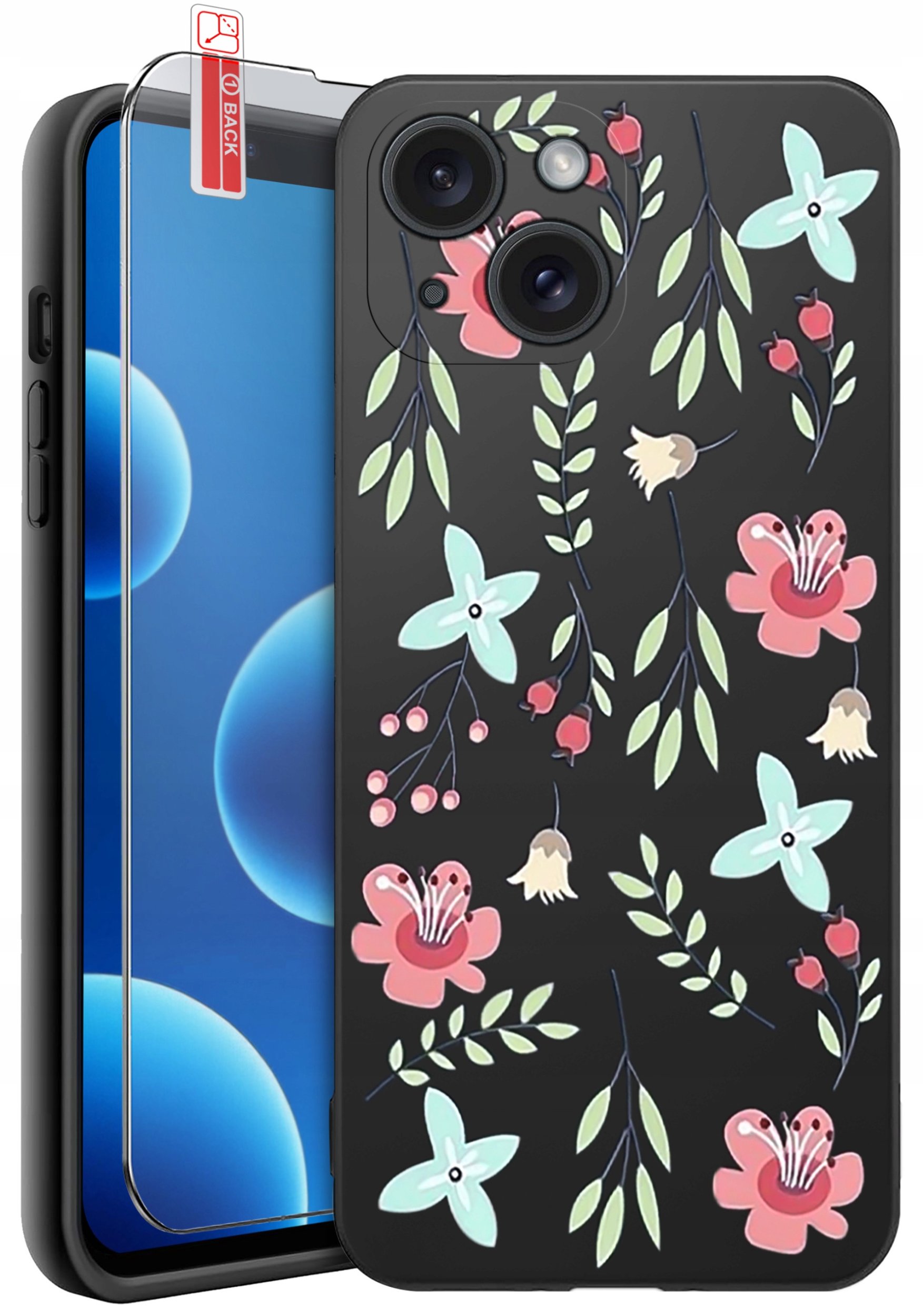 ETUI do iPhone 13 | 14 | WZORY | SILIKONOWE MATT CASE + SZKŁO 9H