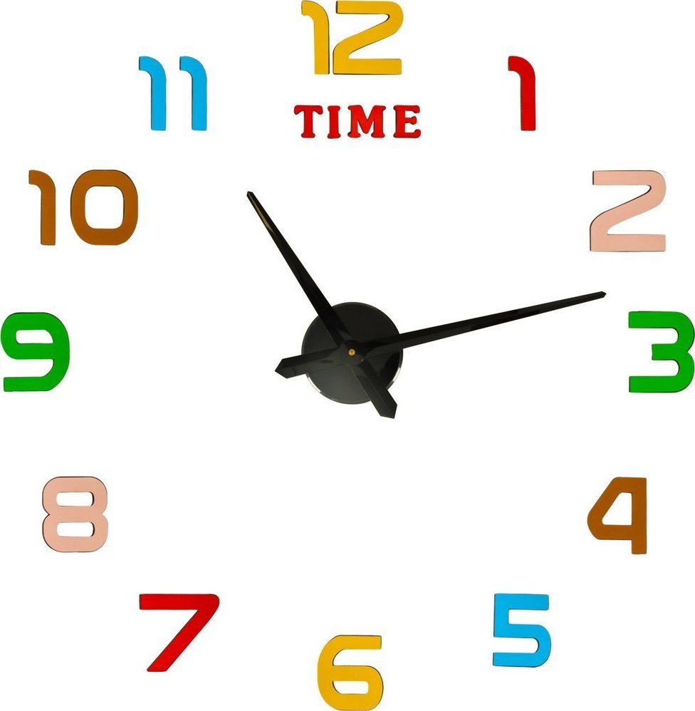 Perfect Zegar ścienny naklejany 12 cyfr 80-90 cm czarne wskazówki kolorowy