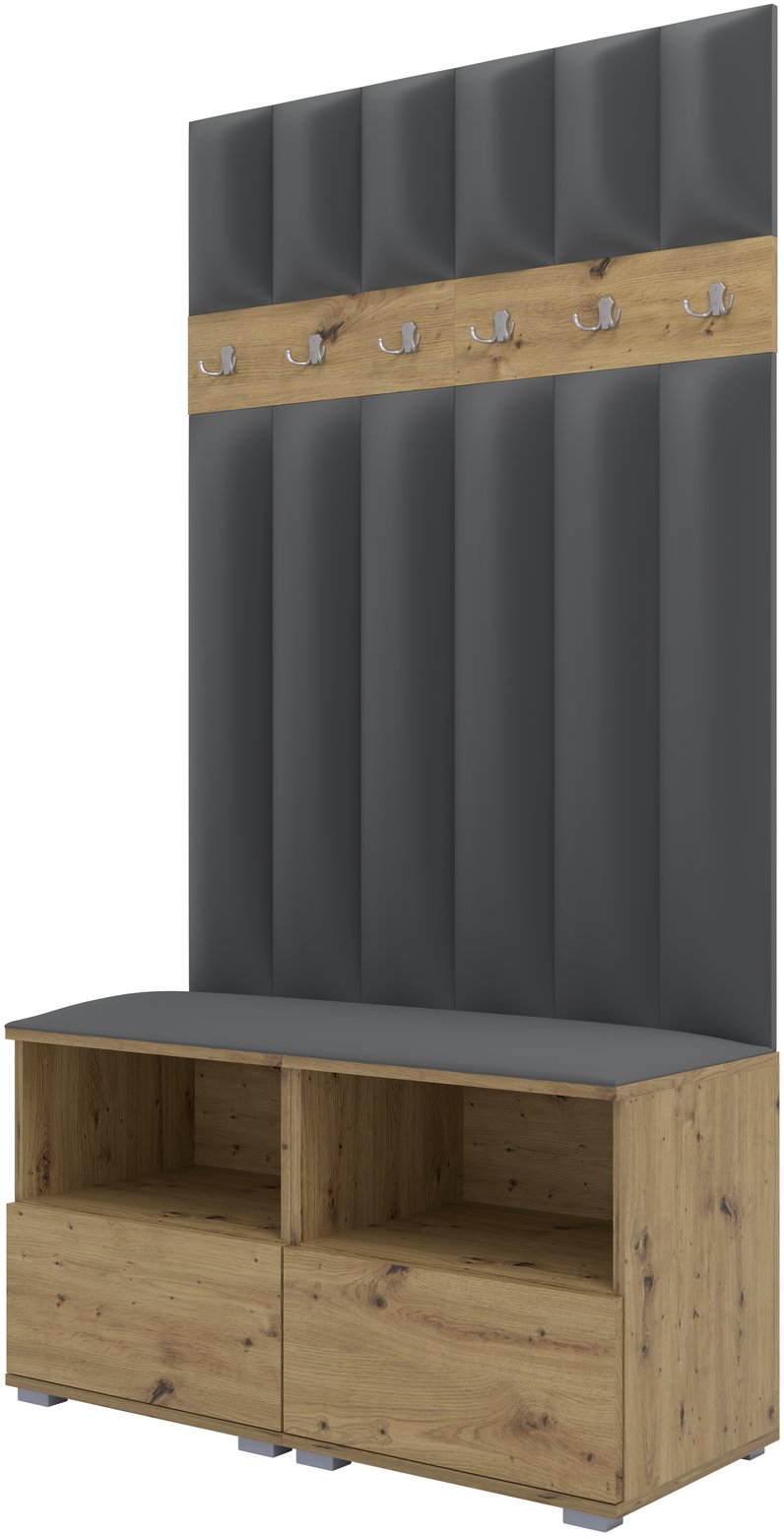 Tapicerowana garderoba Nela III LUX - kolor dąb artisan + tkanina Trinity 15