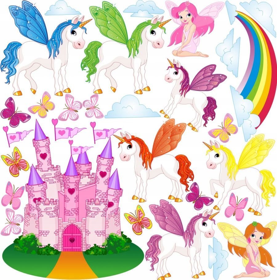 naSciane Naklejki na ścianę WRÓŻKI KONIKI ZAMEK dla dzieci