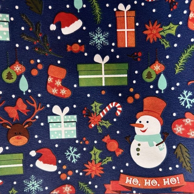 Papier świąteczny do pakowania granatowy prezenty bałwanki 70cmx2m 289m70