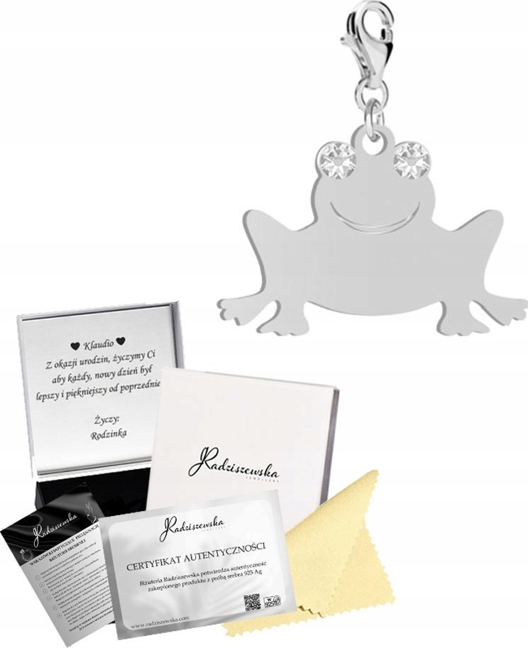 Radziszewska Jewellery Charms Srebrny ŻABA Karabińczyk Prezent Biżuteria SREBRO DEDYKACJA GRATIS