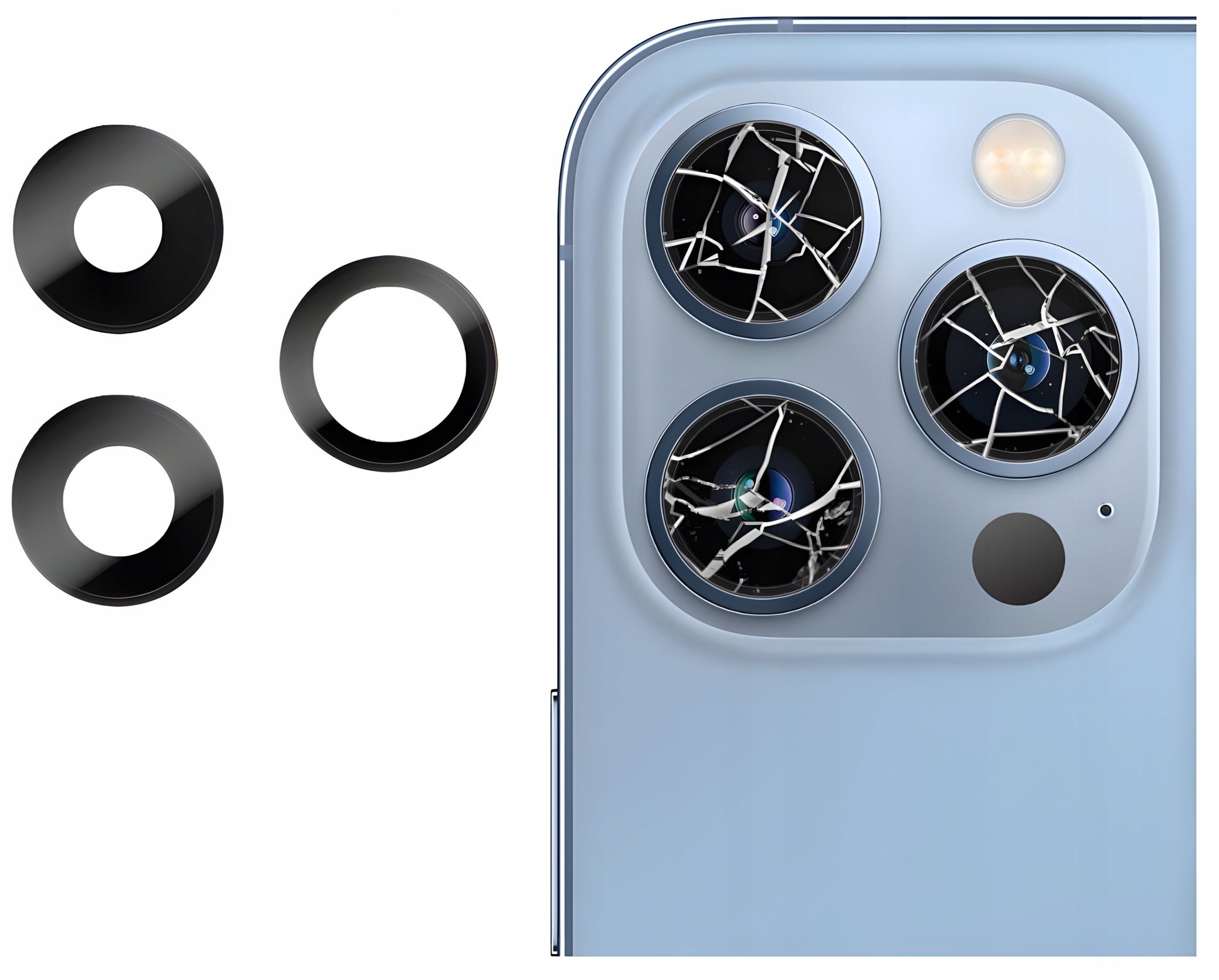 SZYBKA SZKŁO PREMIUM OSŁONA APARATU KLEJ DO IPHONE 13 PRO MAX A2643 A2484