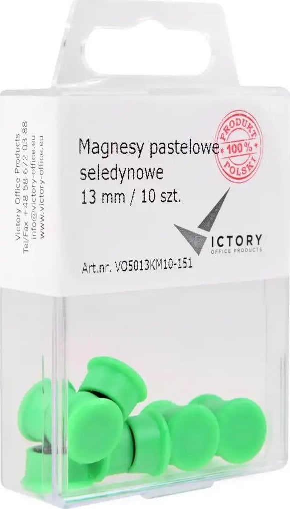 Victory Office Product MAGNESY VICTORY OFFICE 13MM 10 SZT. PASTELOWE SELEDYNOWE