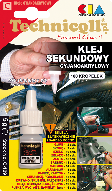 Technicqll Klej sekundowy cyjanoakrylowy 5g C-129