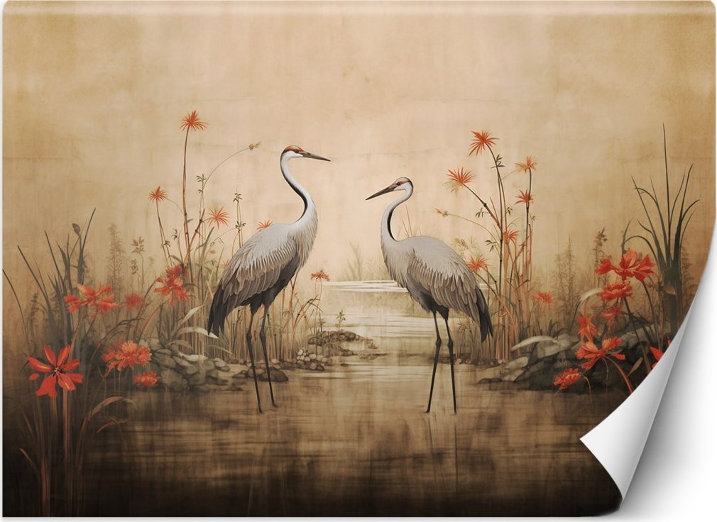 Artgeist Fototapeta, Żurawie nad jeziorem - 300x210