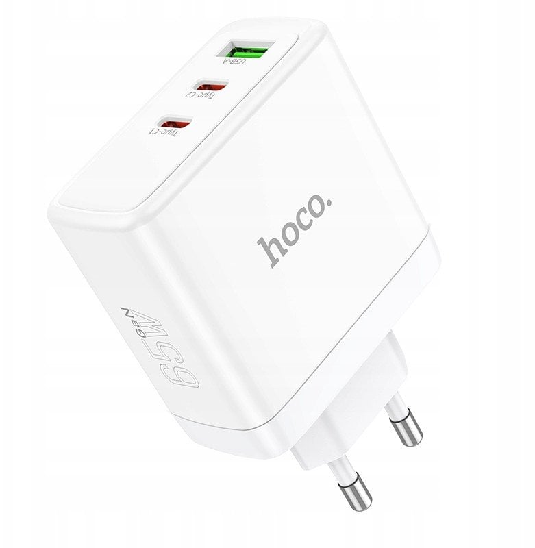 HOCO wall charger 2 x Type C + USB A QC PD 65W GaN N30 white N30 white (6931474784155)