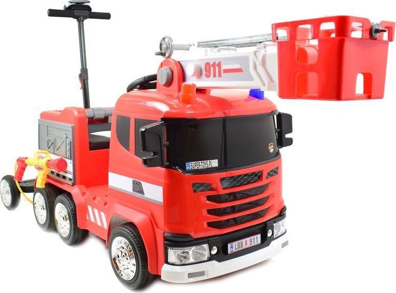 Import SUPER-TOYS OLBRZYMIA STRAŻ Z ARMATKĄ WODNĄ NA AKUMULATOR+ PODEST DLA RODZICA , PILOT, RĄCZKA/LBB911