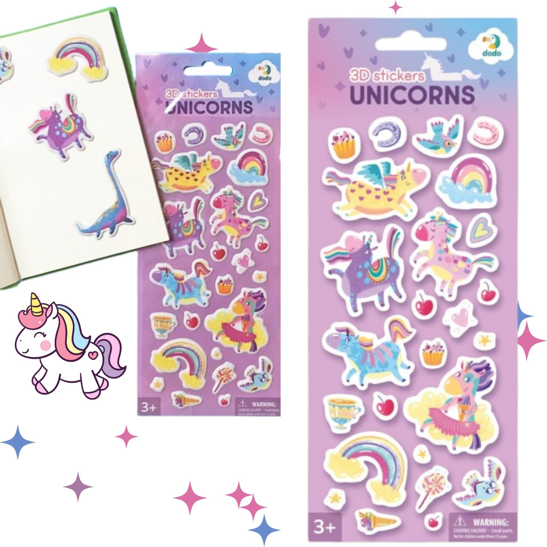 Dodo NAKLEJKI 3D "JEDNOROŻCE" UROCZY ZESTAW DO NAKLEJANIA DLA NAJMŁODSZYCH