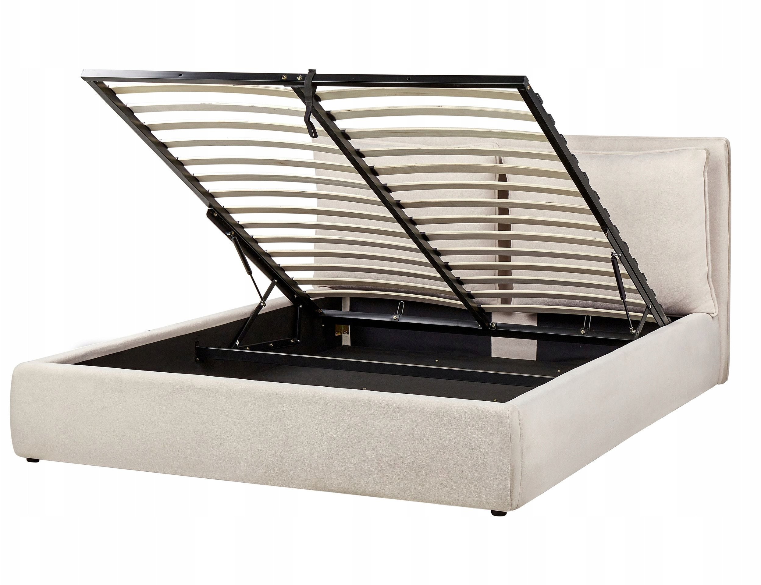 Łóżko z pojemnikiem BAJONNA 160 x 200 cm Jasnobeżowy